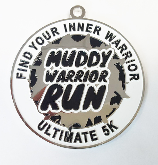 5K running medal for muddy warrior run