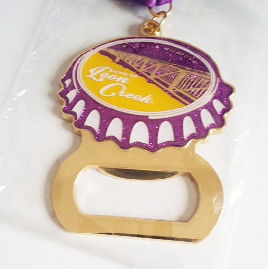 Purple glitters powder medal with opener