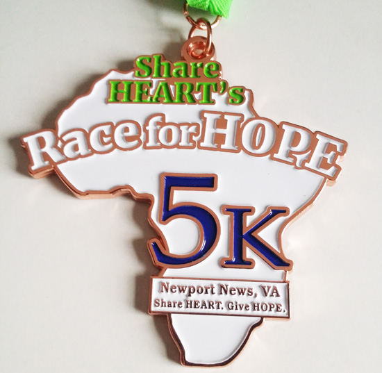 5K running medal for race for hope