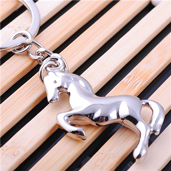 3d silver horse keychains with chrome plated