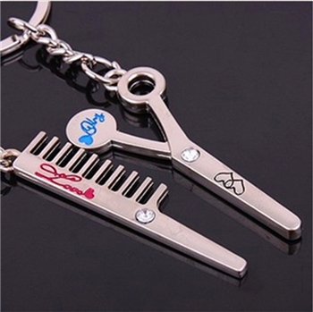 Comb scissors rhinestone keyrings-arts lover's keychains(12)