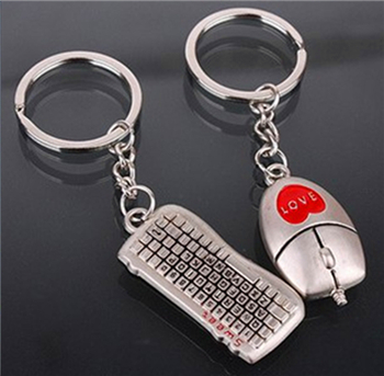 Keyboard mouse alloy keyrings-lover's keychains(6)