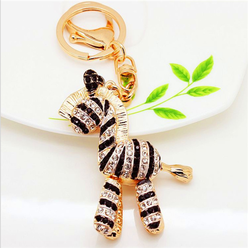 zebra rhinestone keychains