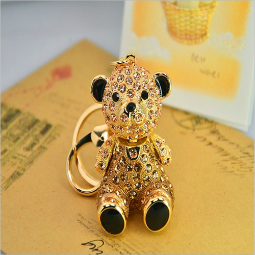 3d rhinestone bear keychains