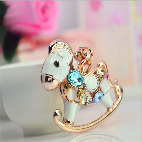 colorful rhinestone horse keychain-coloring keychain