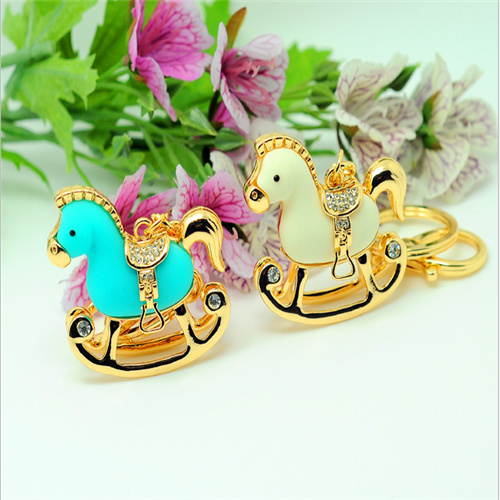 Carousel 3d horse key chains-gold keyrings