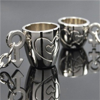 Pack of two metal cups keychains-lover's keychain(14)